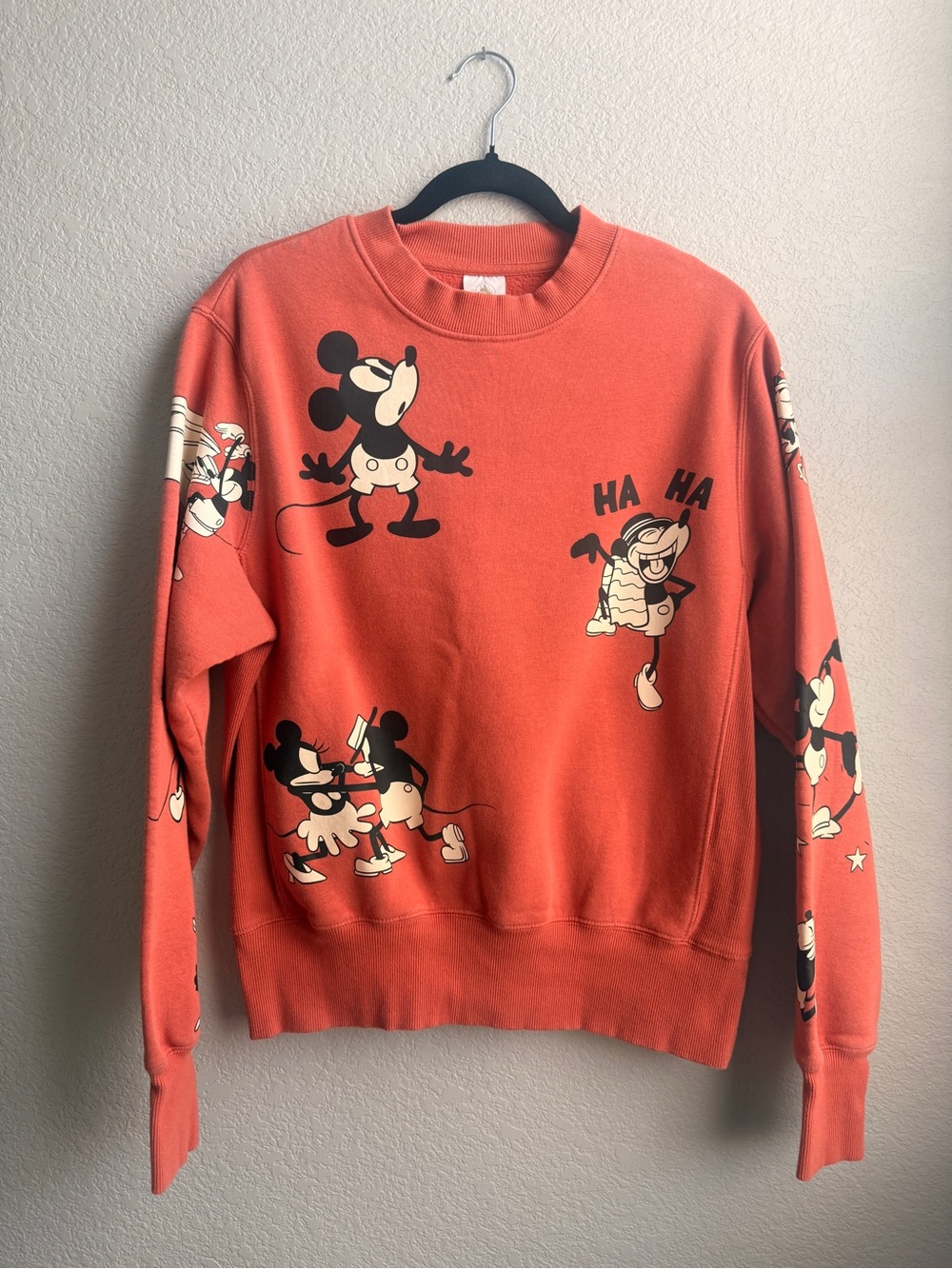 Disney Coral Red Mickey & Minnie Mouse Crewneck Sweatshirt